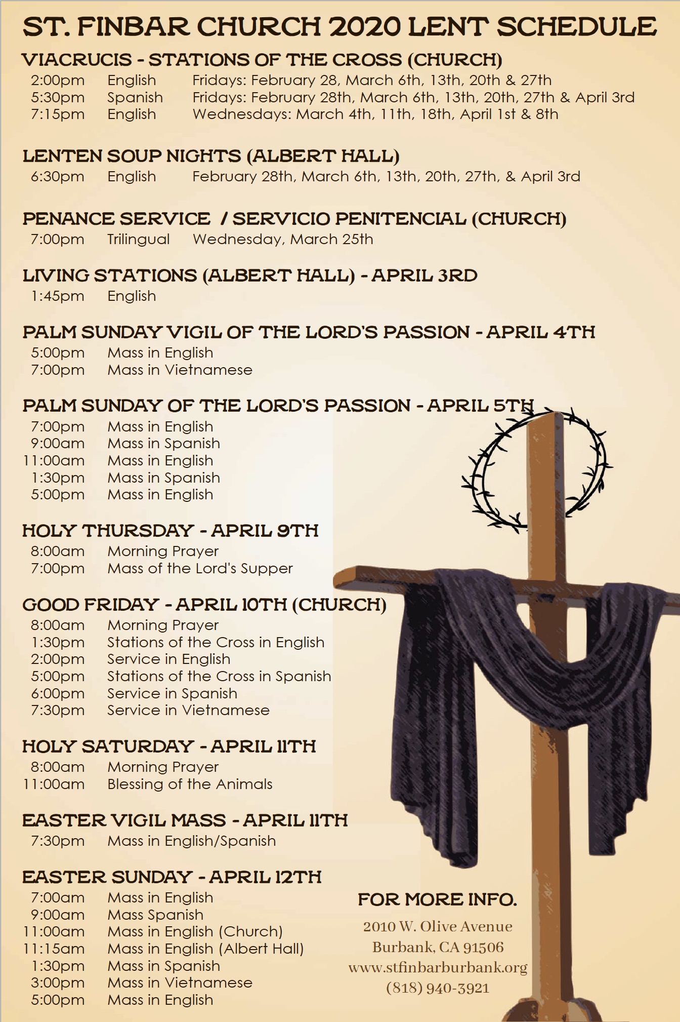 2020 Lent Schedule – Saint Finbar