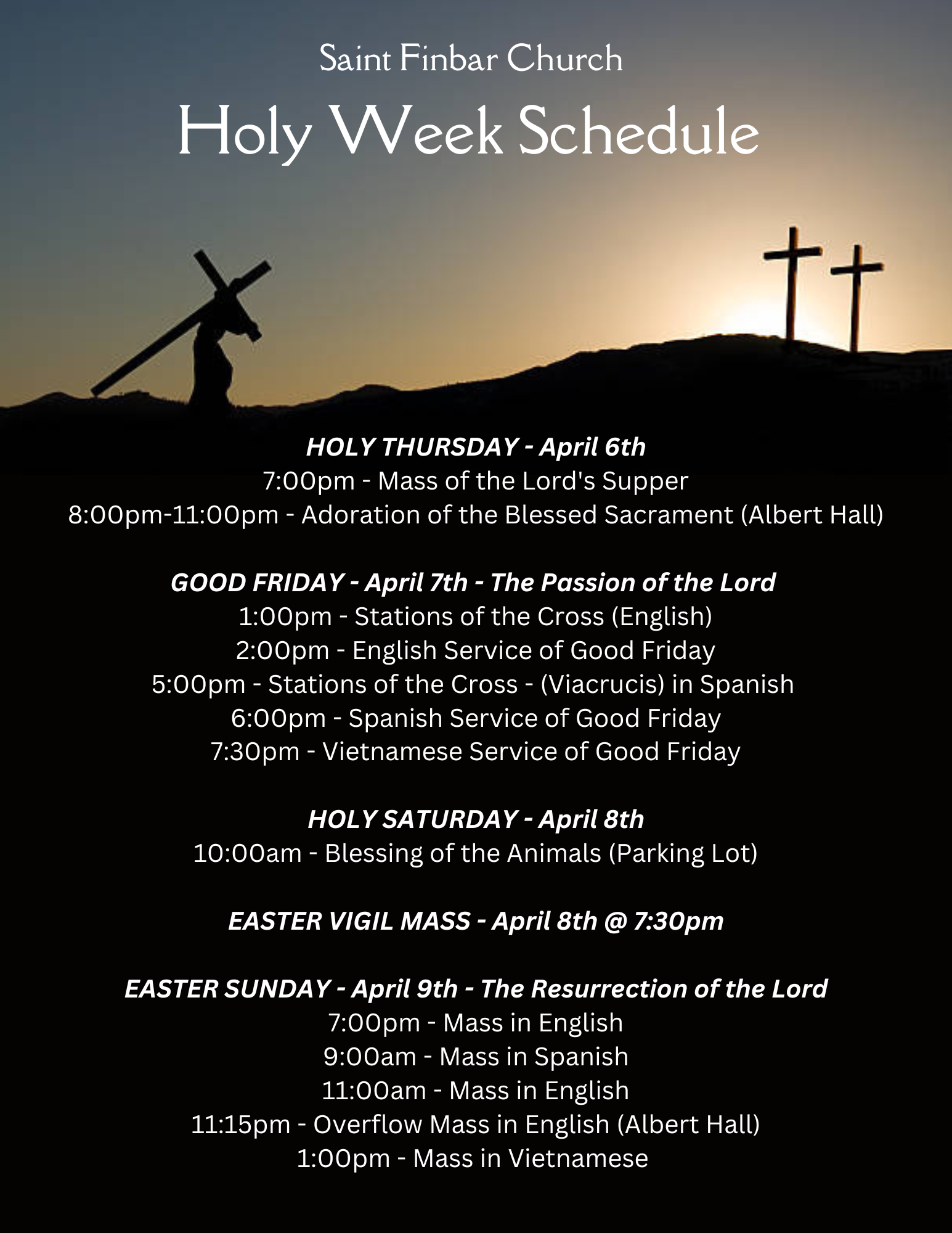 2023 Holy Week Schedule Saint Finbar